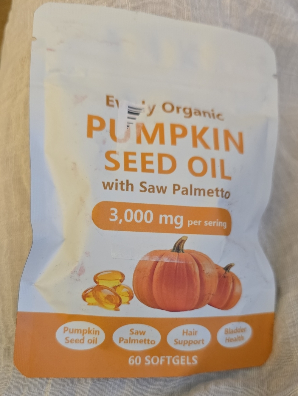 Everly Organic Pumpkin Seed Oil with Saw Palmetto - 60 Softgels